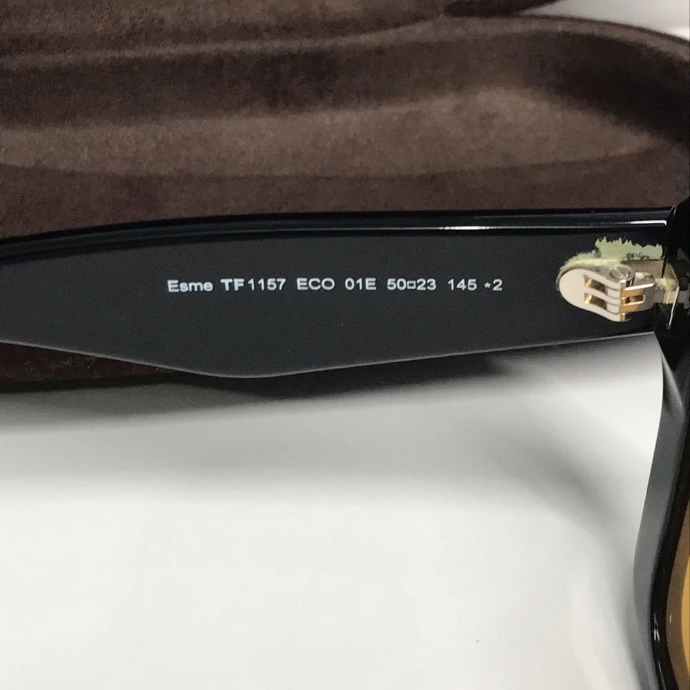 New Authentic Tom Ford TF1157 01E “Esme” Sunglasses – Shiny Black with Brown Len